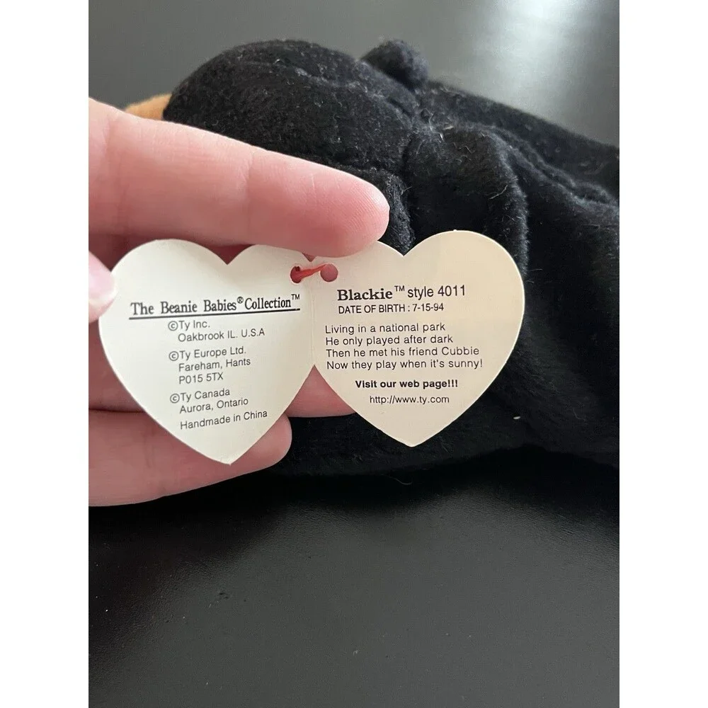 Ty Beanie Baby Blackie The Bear Plush Toy